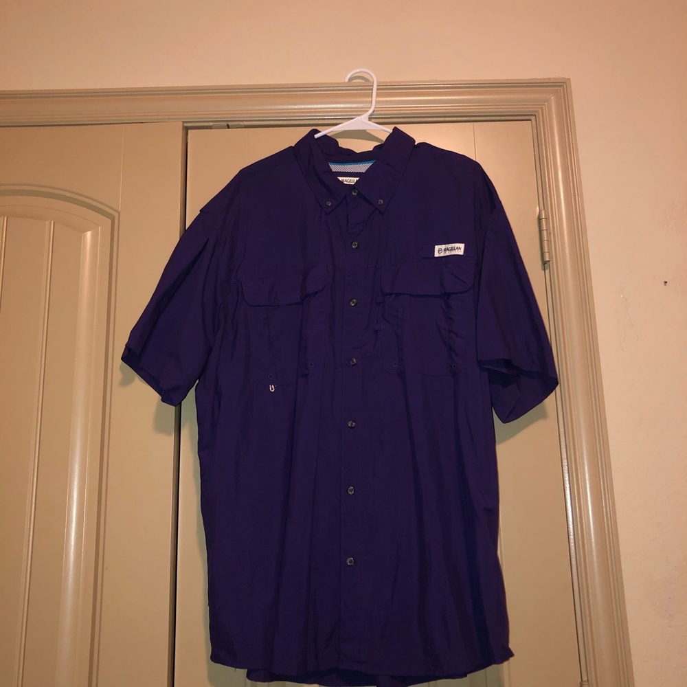 Purple Short sleeve button down shirt
